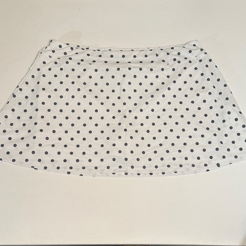 Lands' End White Skirt with Black Polka Dots